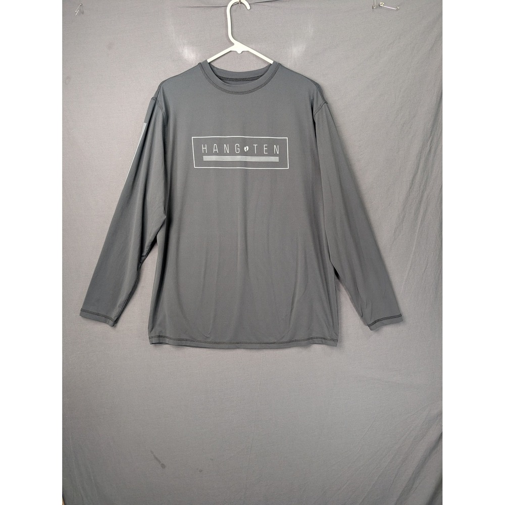 Hang Ten Mens Long Sleeve Rash Guard Shirt Gray Sun Protection Medium